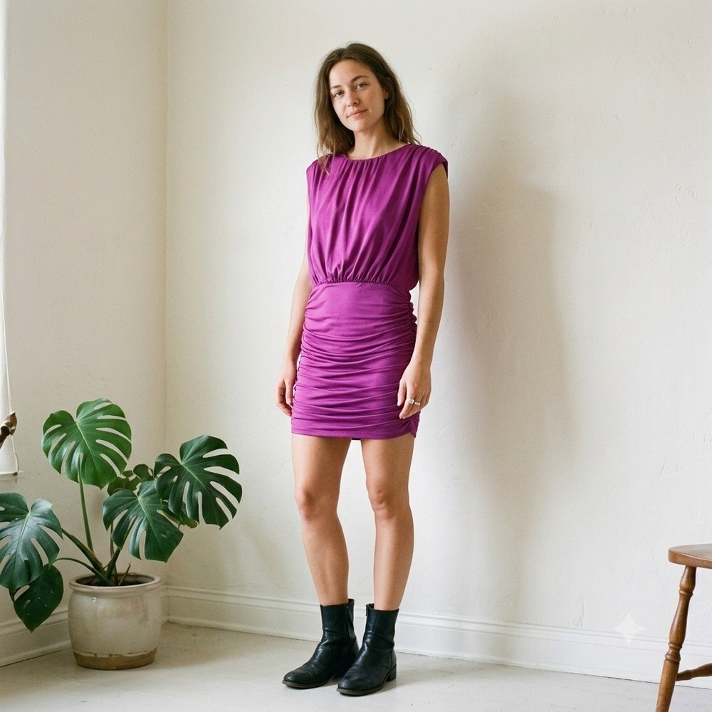 Veronica Beard Bora Womens‎ Dress 4 Purple Ruched Sleeveless Bodycon Party